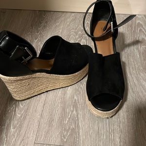 Black espadrille wedge sandal